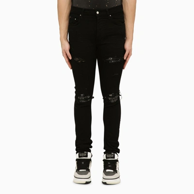Shop Amiri | Black Skinny Jeans With Camouflage Patches