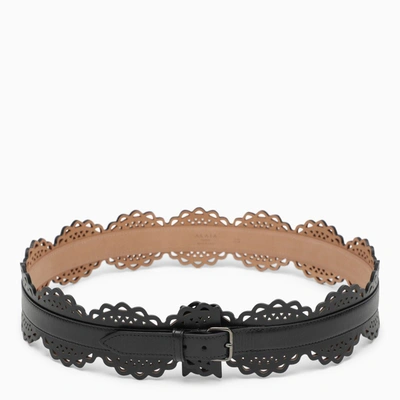Shop Alaïa Vienne Black Perforated Leather Belt