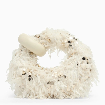 Shop Jw Pei | Mini Abacus Beige Handbag In Synthetic Fur And Sequins