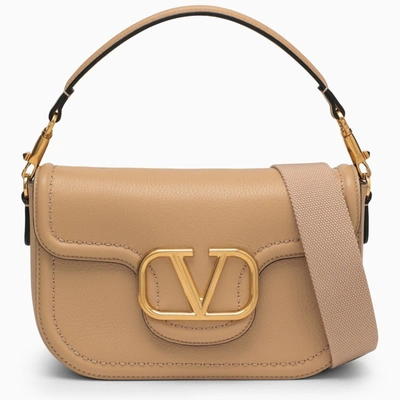 Shop Valentino Garavani Alltime Beige Shoulder Bag In Garnet Calfskin