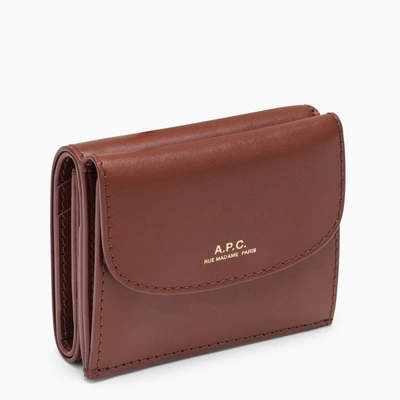 Shop Apc Genève Hazelnut Leather Trifold Wallet In Brown