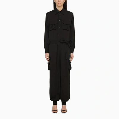 Shop Dsquared2 Black Silk-blend Jumpsuit