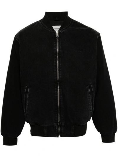 Shop Carhartt Wip Organic Cotton Bomber Jacket In Black