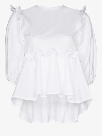 Shop Cecilie Bahnsen Puff Sleeve Blouse With Ruffles Clothing In White