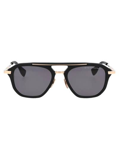 Shop Dita Sunglasses In Matte Black - White Gold