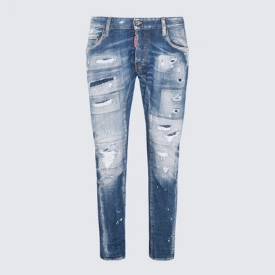 Shop Dsquared2 Blue Cotton Blend Jeans