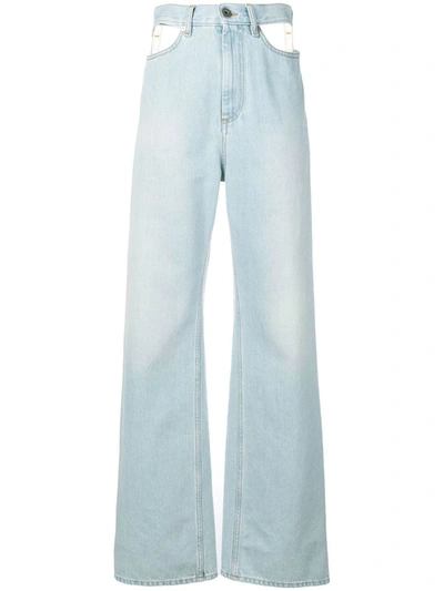 Shop Maison Margiela Cut-out Denim Jeans In Clear Blue