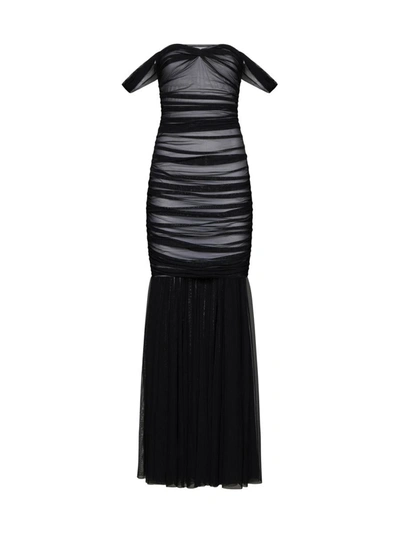 Shop Norma Kamali Dresses In Black/snow White