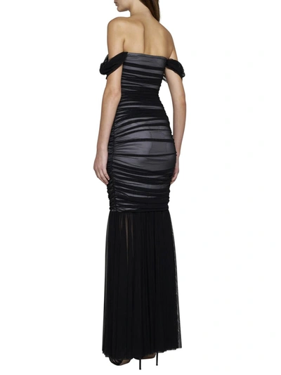 Shop Norma Kamali Dresses In Black/snow White