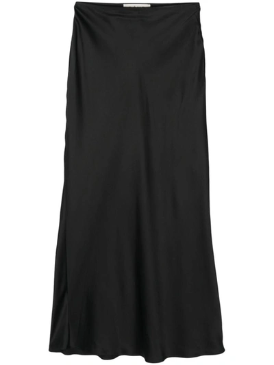 Shop Rohe Róhe Long Satin Skirt Clothing In Black