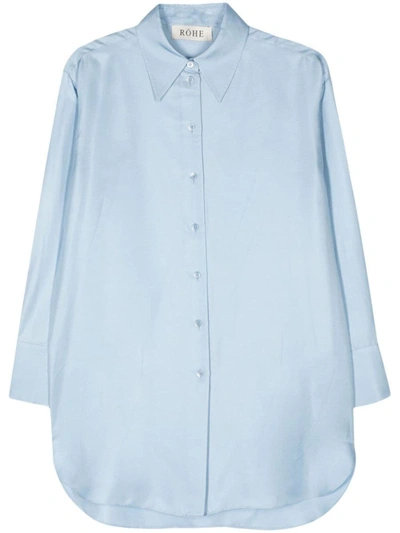 Shop Rohe Róhe Oversized Silk Shirt Clothing In Blue
