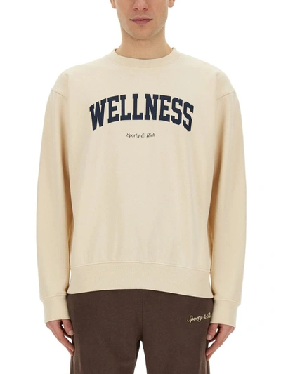 Shop Sporty And Rich Sporty & Rich Sweatshirt With Logo Unisex In Ivory
