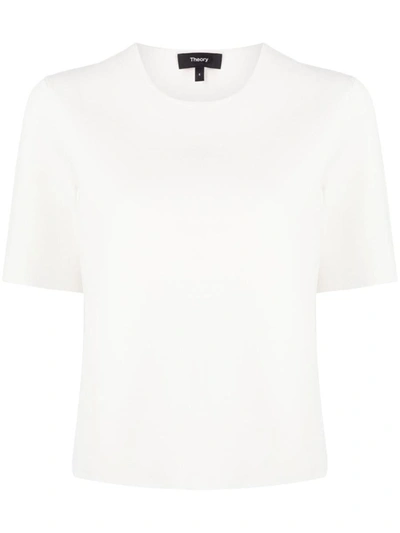 Theory Short-sleeve Jersey T-shirt In 100 White