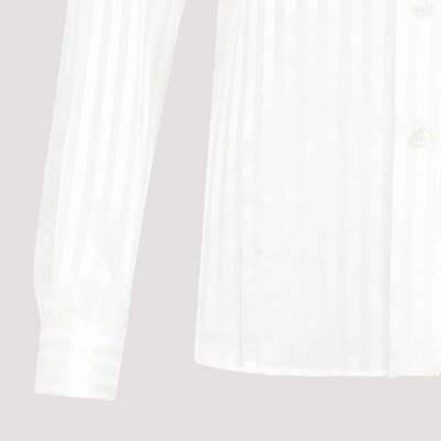 Shop Tom Ford Striped Silk Shirt In Nude & Neutrals