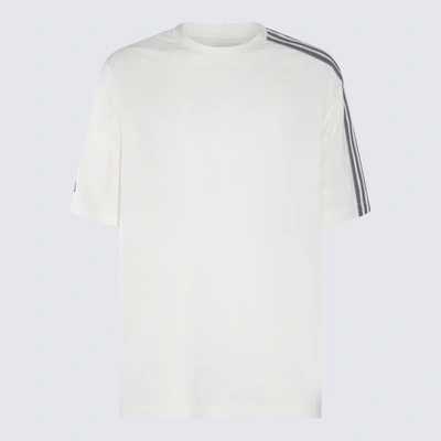 Shop Y-3 Adidas White And Grey Cotton T-shirt In Beige