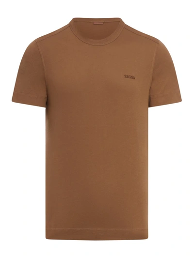 Shop Zegna T-shirts In Brown