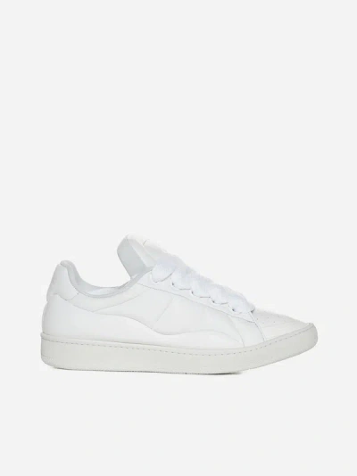 Shop Lanvin Paris Curb Xl Low-top Leather Sneakers In White