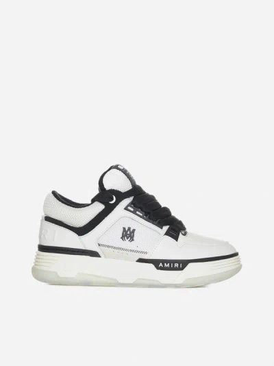 Shop Amiri Ma-1 Leather And Mesh Sneakers In White,black