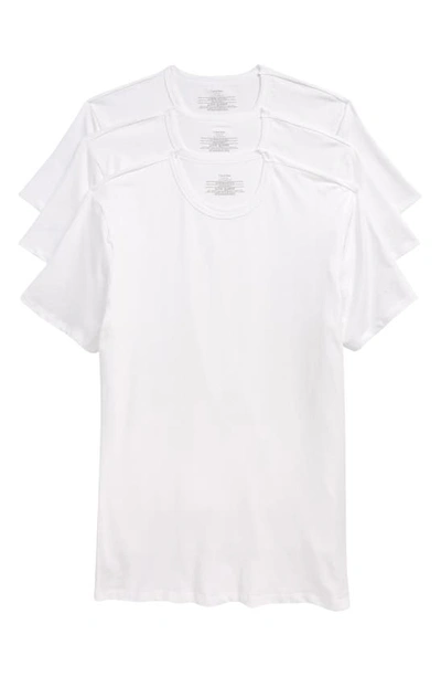 Shop Calvin Klein 3-pack Stretch Cotton Crewneck T-shirts In White