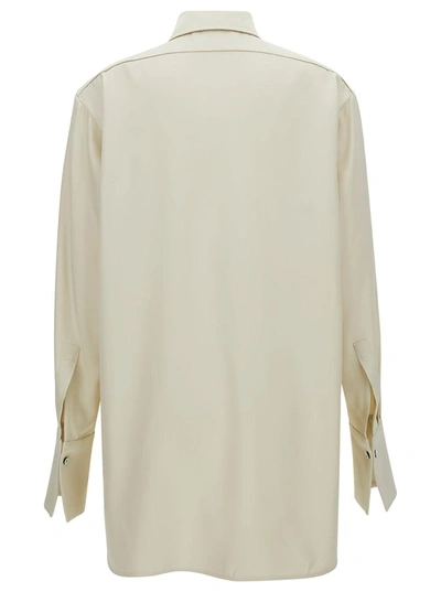 Shop Jil Sander Beige Shirt With Classic Collar And Concealed Closure In Silk Woman
