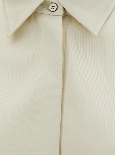 Shop Jil Sander Beige Shirt With Classic Collar And Concealed Closure In Silk Woman
