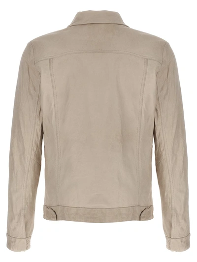 Shop Giorgio Brato 'trucker' Leather Jacket In White