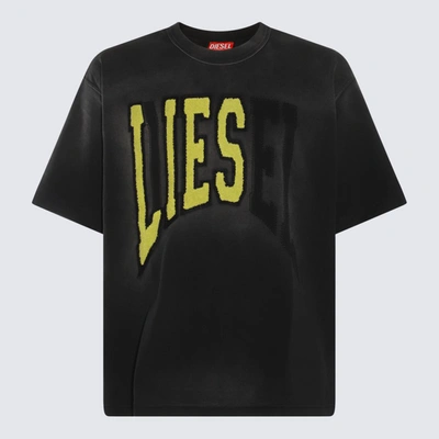 Shop Diesel Black And Yellow Cotton T-shirt