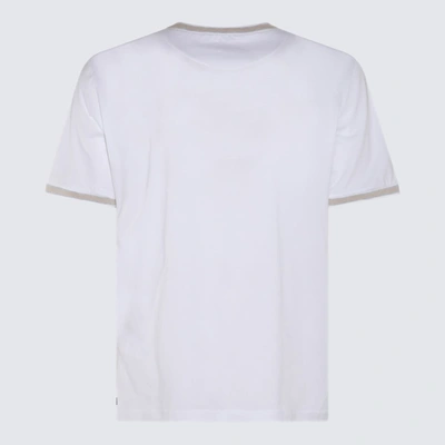 Shop Eleventy White, Beige And Grey Cotton T-shirt
