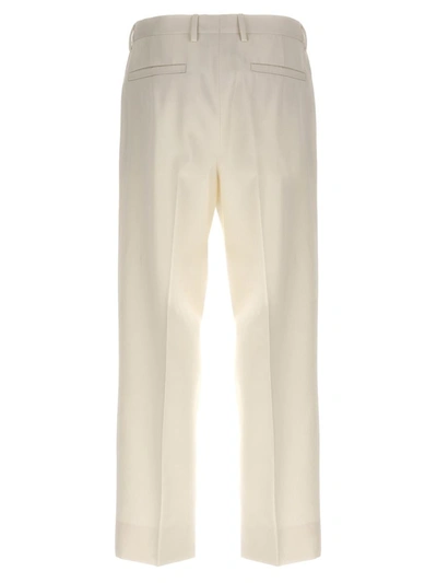 Shop Zegna Front Pleat Pants In White