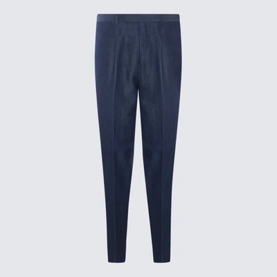 Shop Zegna Blue Cotton Pants
