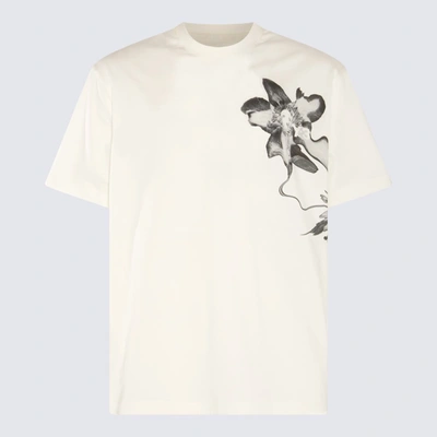 Shop Y-3 Cream And Black Cotton T-shirt In Beige