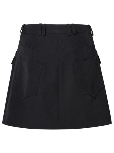 Shop Balmain Black Wool Skirt
