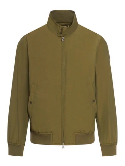 Shop Woolrich Cruiser Bomber Jacket In Ramar Cloth With High Collar In Green