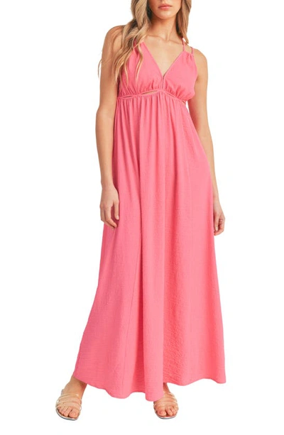 Shop Lush Empire Waist Cutout Maxi Dress In Pink