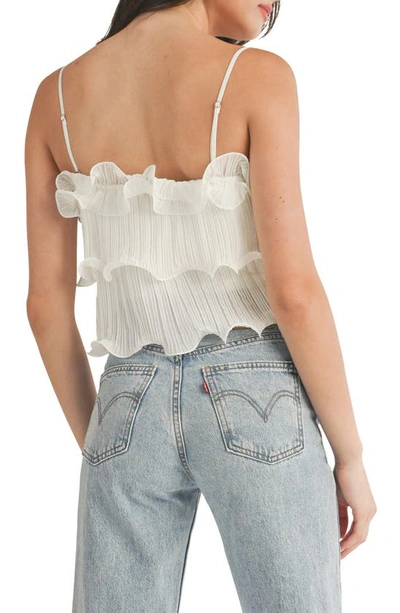 Shop Lush Ruffle Pleated Wire Hem Crop Top In Ivory