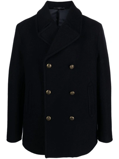 Shop Circolo 1901 Double-breasted Wool Coat In Blue