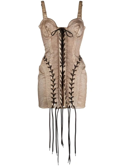 Shop Jean Paul Gaultier Dress In Brown Ecru