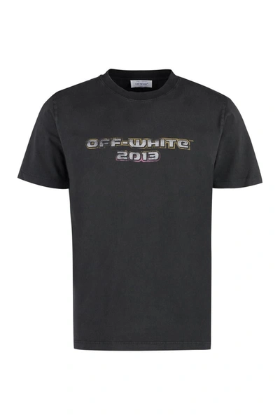 Shop Off-white Printed Cotton T-shirt In Black