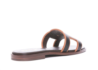 Tod's Mules With Contrast Trim And Flat Sole In Black