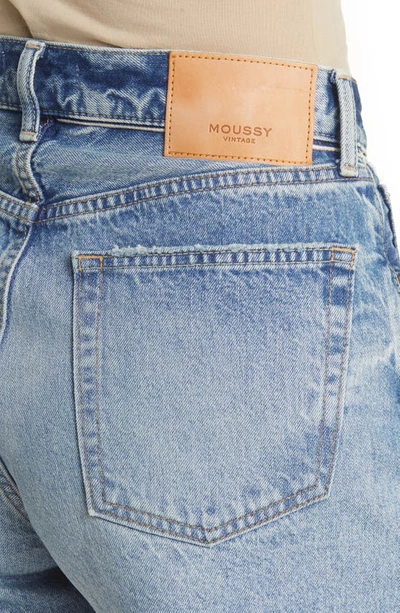 Shop Moussy Fairlawn High Waist Cutoff Denim Shorts In Light Blue