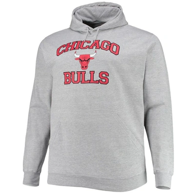 Shop Profile Heathered Gray Chicago Bulls Big & Tall Heart & Soul Pullover Hoodie In Heather Gray