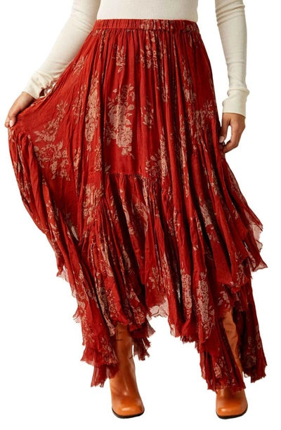 Shop Free People Clover Handkerchief Hem Maxi Skirt In Rust Combo