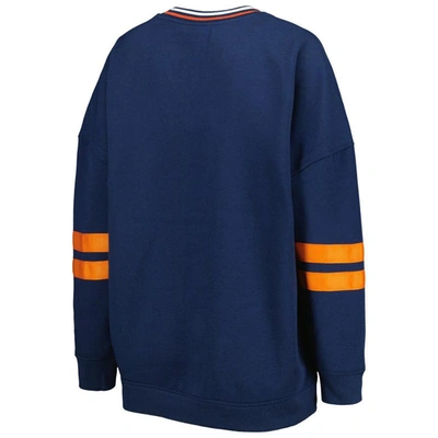 Shop The Wild Collective Navy Denver Broncos Vintage V-neck Pullover Sweatshirt