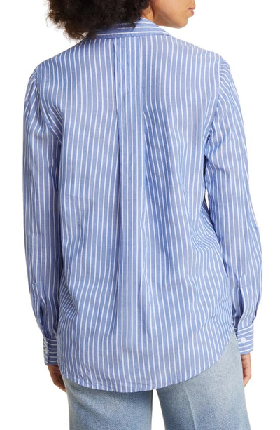 Shop Beachlunchlounge Stripe Cotton & Modal Button-up Shirt In Monte Cavo