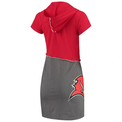 Shop Refried Apparel Red/pewter Tampa Bay Buccaneers Sustainable Hooded Mini Dress