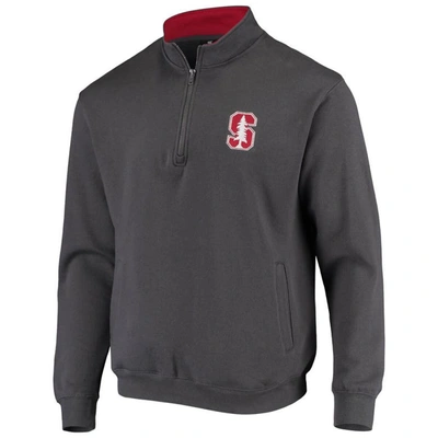 Colosseum Men's Big And Tall Charcoal Stanford Cardinal Tortugas Logo Quarter-zip Jacket In Charcoal