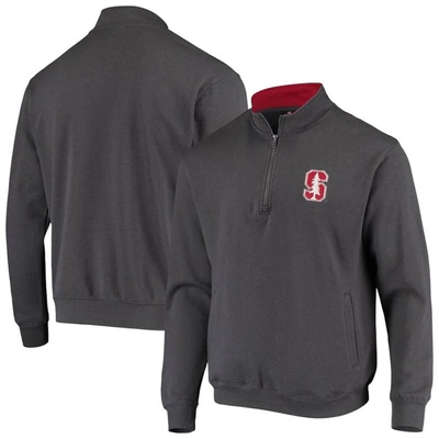 Colosseum Men's Big And Tall Charcoal Stanford Cardinal Tortugas Logo Quarter-zip Jacket In Charcoal