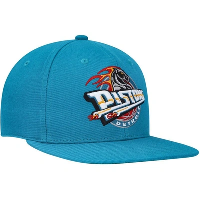 Shop Mitchell & Ness Teal Detroit Pistons Hardwood Classics Mvp Team Ground 2.0 Fitted Hat