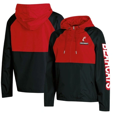 Shop Champion Black Cincinnati Bearcats Colorblocked Packable Raglan Half-zip Hoodie Jacket