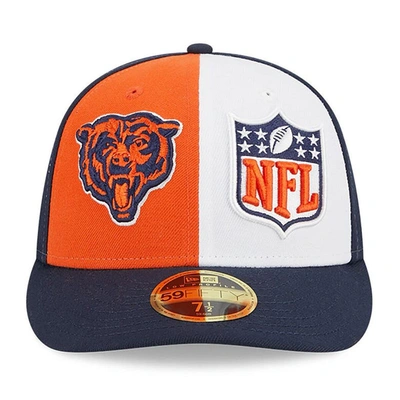 Shop New Era Orange/navy Chicago Bears 2023 Sideline Low Profile 59fifty Fitted Hat